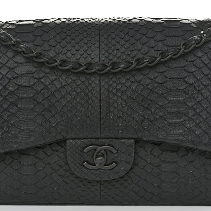 Chanel Snakeskin Jumbo Double Flap So Black 7 of 10