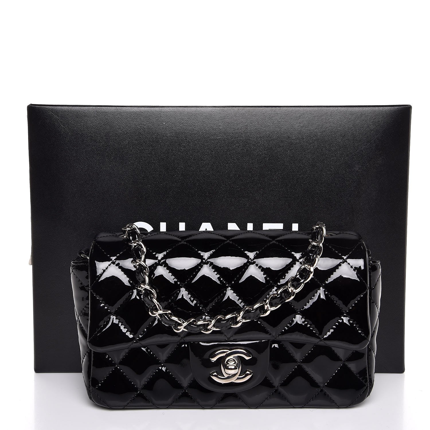 Chanel Patent Calfskin Quilted Mini Rectangular Flap Black 8 of 8