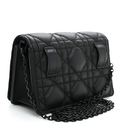 Christian Dior Ultra Matte Calfskin Cannage Nano Lady Dior Pouch Black 2 of 8