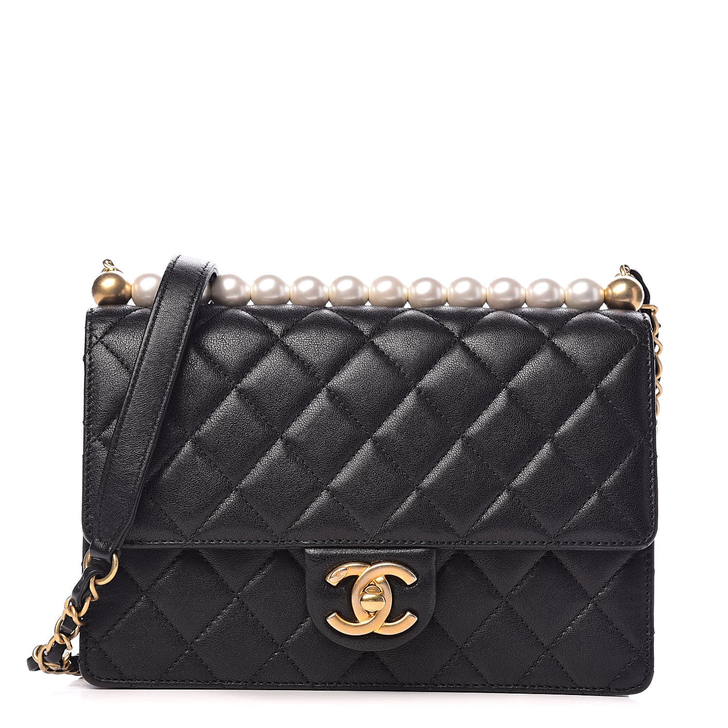 Chanel Lambskin Quilted Small Chic Pearls Flap Black 1 of 12