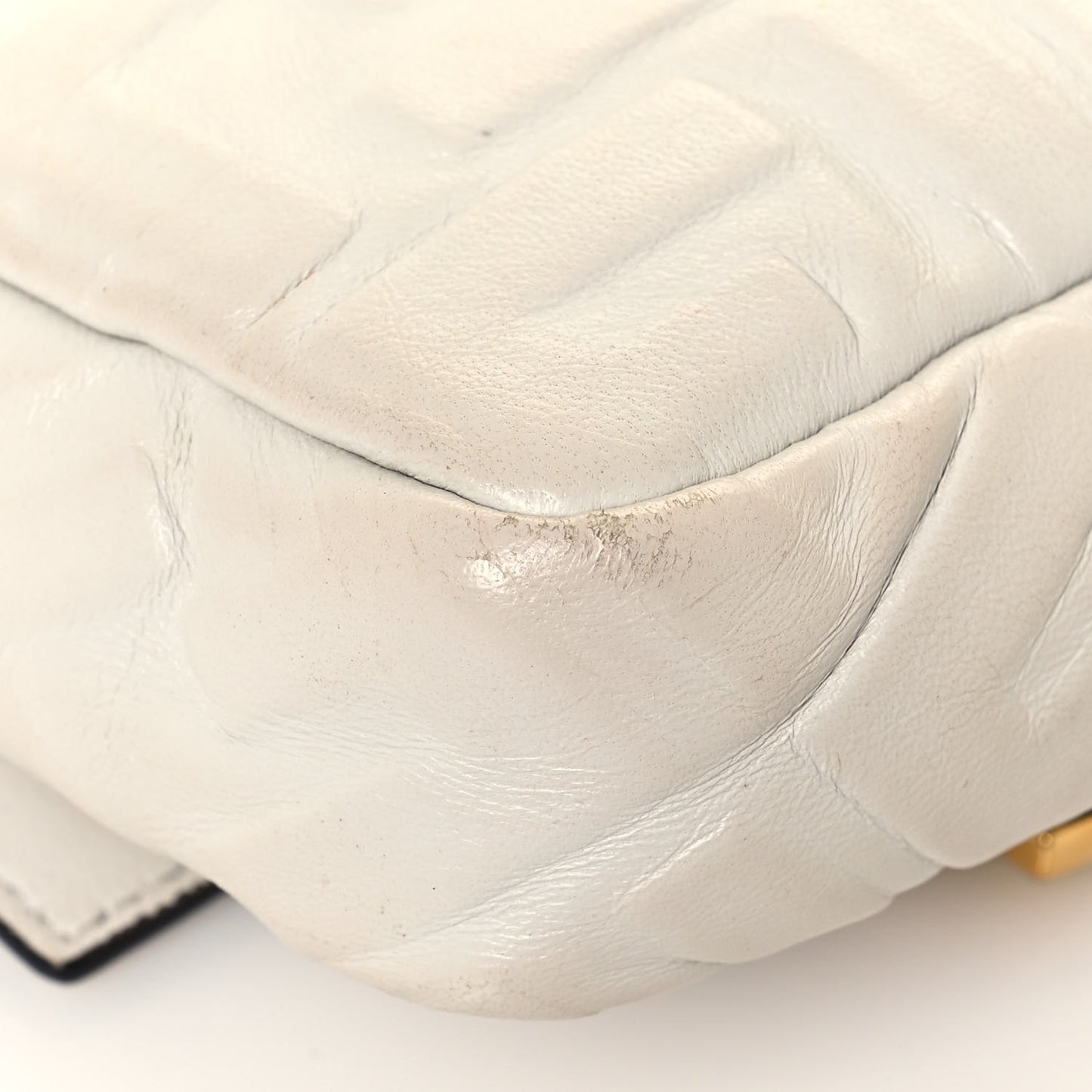 Nappa FF 1974 Embossed Mini Baguette White