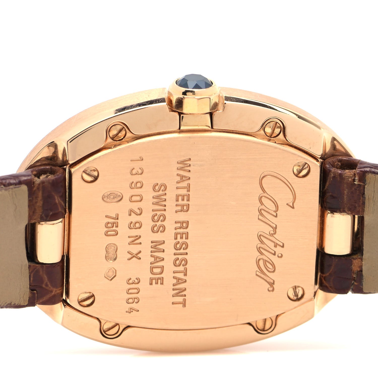 Cartier 18K Pink Gold Alligator 24mm Baignoire Quartz Watch Brown 4 of 5
