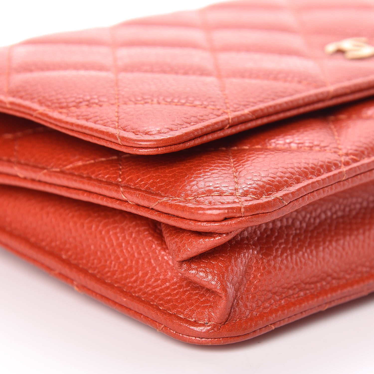 Chanel Pearly Caviar Quilted Wallet On Chain WOC Orange 6 of 14
