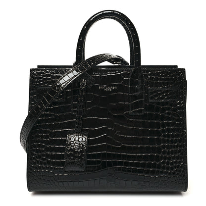 Saint Laurent Calfskin Crocodile Embossed Nano Sac De Jour Black 1 of 10