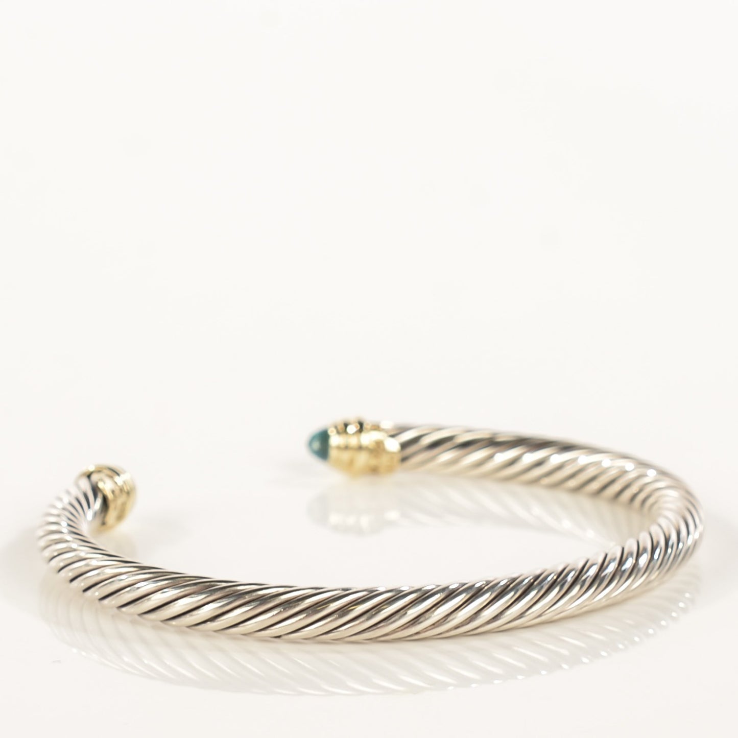 Sterling Silver 14K Yellow Gold Blue Topaz 5mm Cable Classics Petite Color Bracelet
