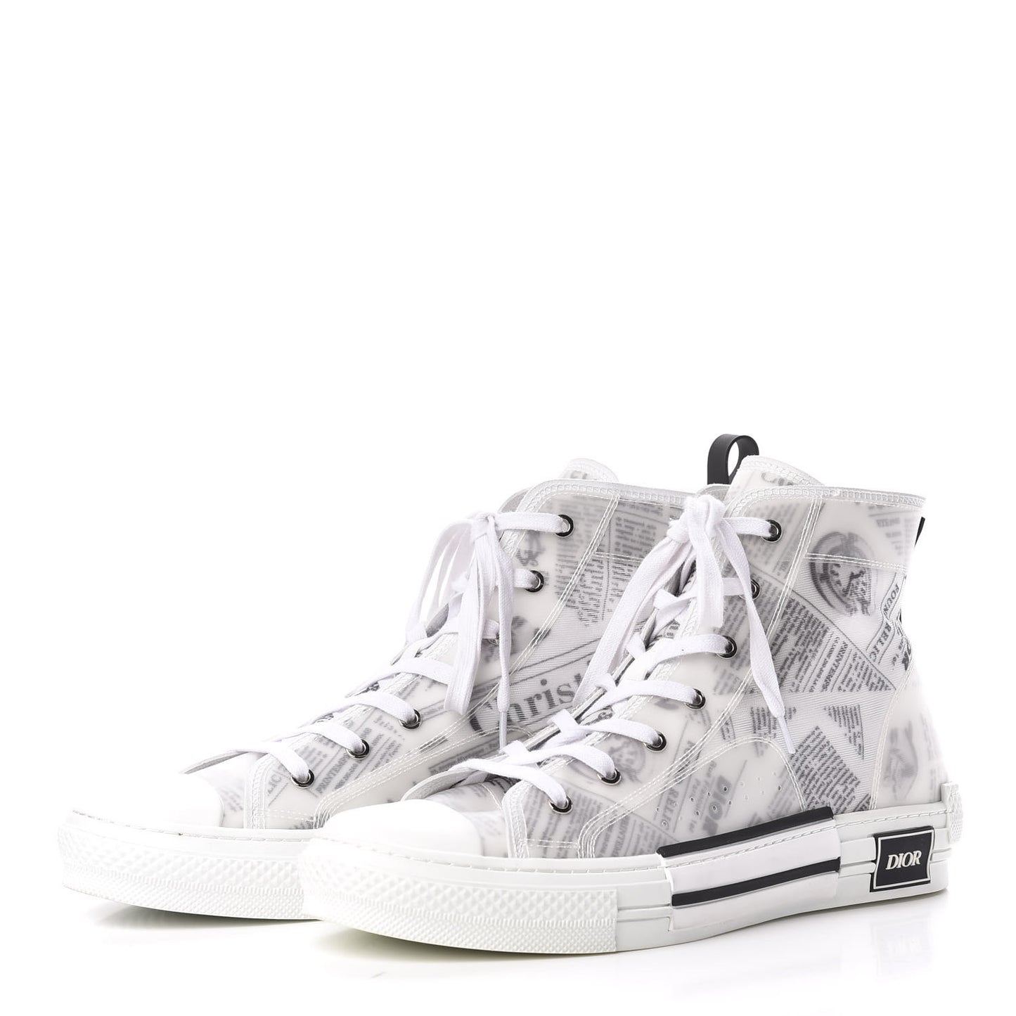 X DANIEL ARSHAM Canvas Newspaper Print B23 High Top Sneakers 46 White