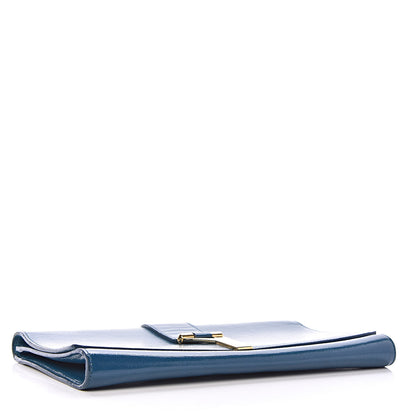 Saint Laurent Textured Patent Classic Y Ligne Clutch Blue 4 of 14