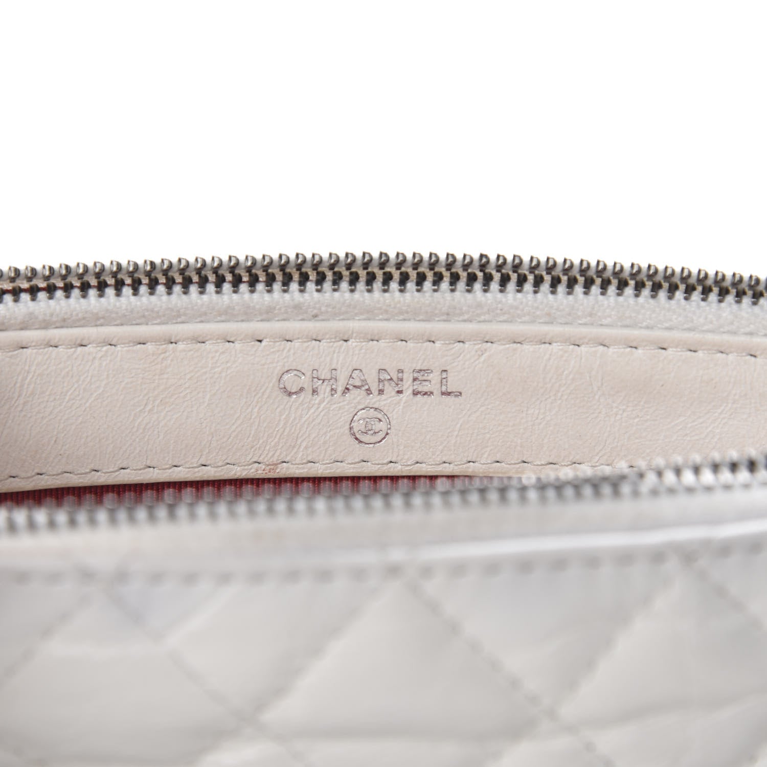 Chanel Aged Calfskin Quilted Small Gabrielle Clutch With Chain White Black 8 of 11