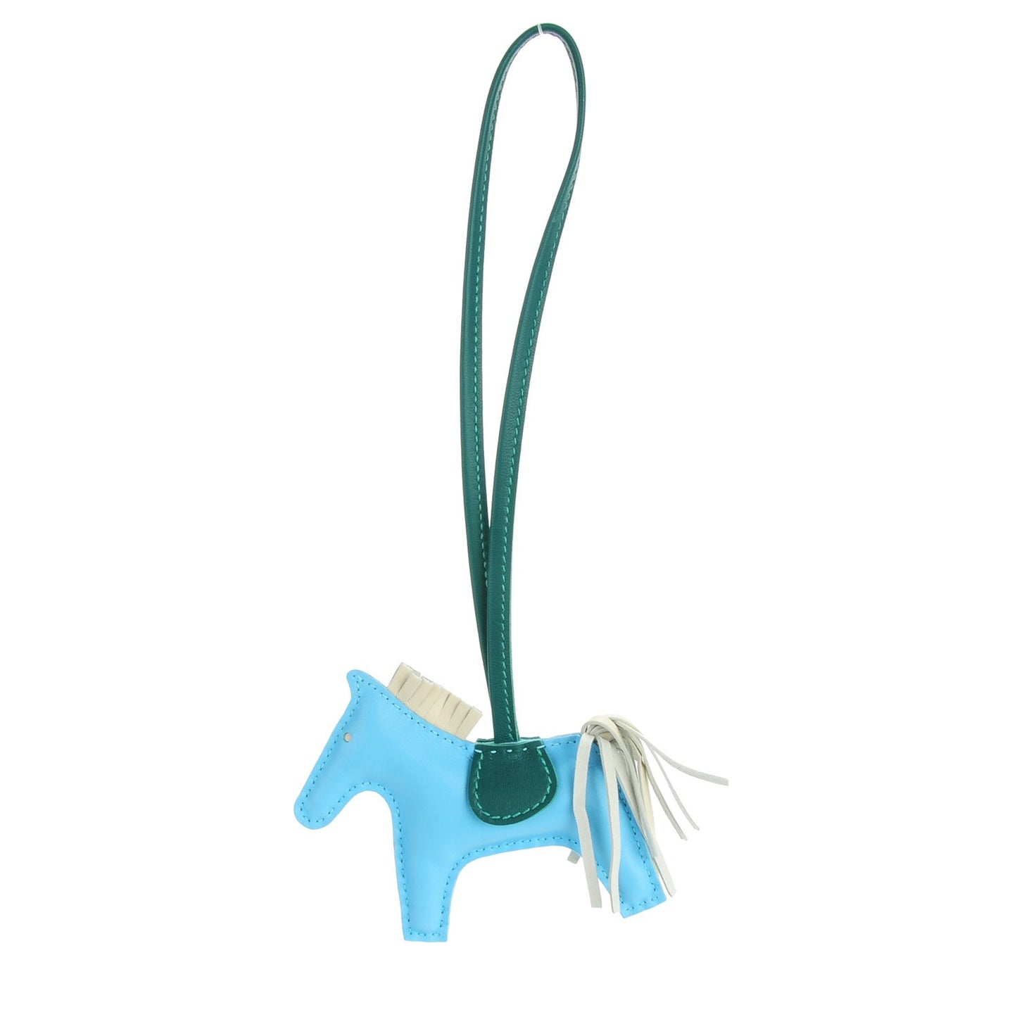 Milo Lambskin Grigri Rodeo Horse Bag Charm PM Celeste Malachite Craie