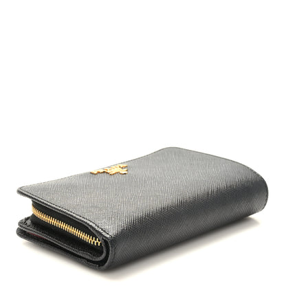 Prada Saffiano Metal Multicolor Compact Wallet Black 4 of 8