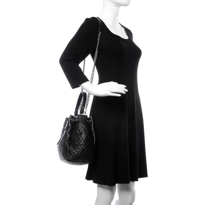 Chanel Lambskin Quilted Small CC Chain Bucket Bag Black 2 of 7