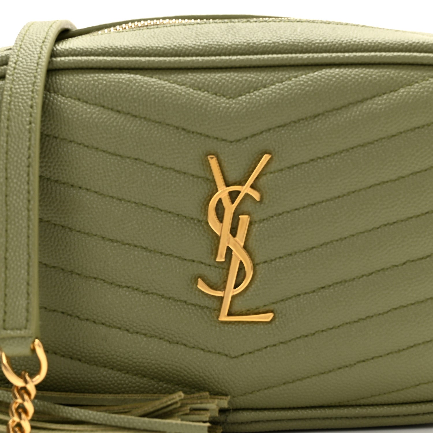 Saint Laurent Grain De Poudre Matelasse Monogram Mini Lou Camera Bag Light Sage 8 of 11