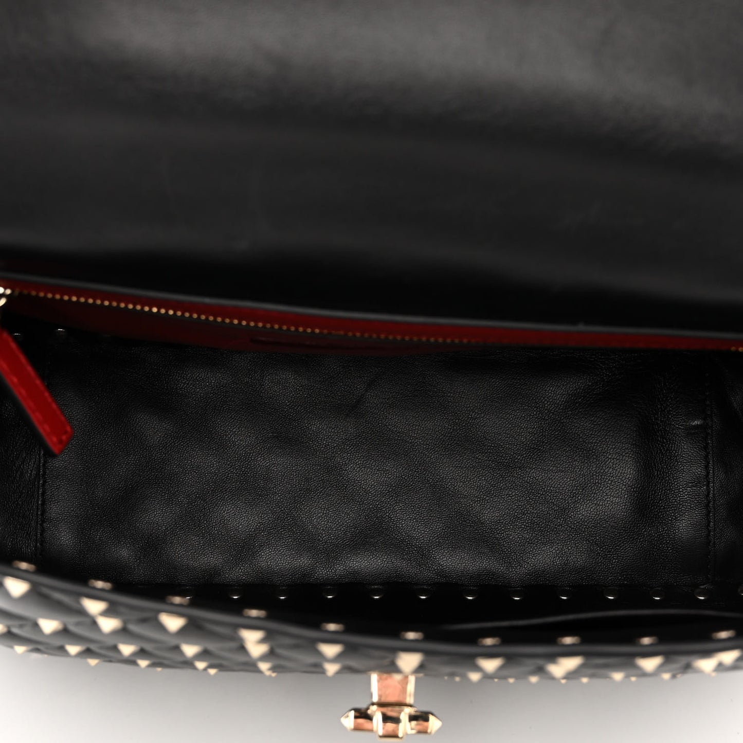 Lambskin Large Rockstud Spike Shoulder Bag Black