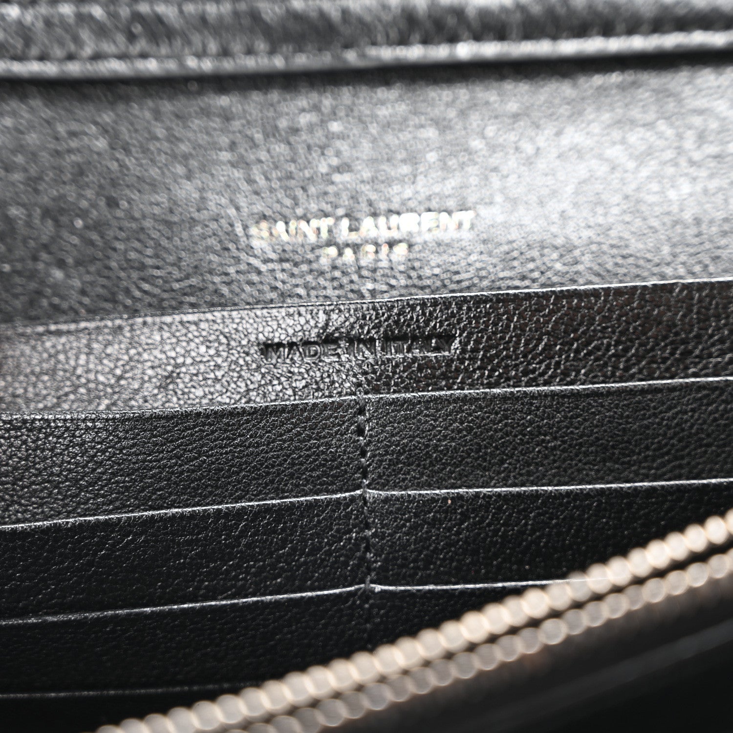 Saint Laurent Lambskin Diamond Quilted Becky Chain Wallet Black 6 of 10
