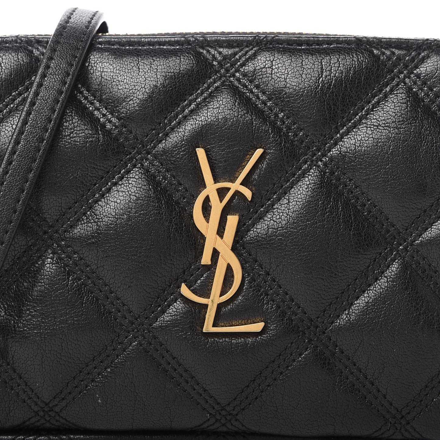 Grained Lambskin Quilted Mini Becky Double Zip Bag Black