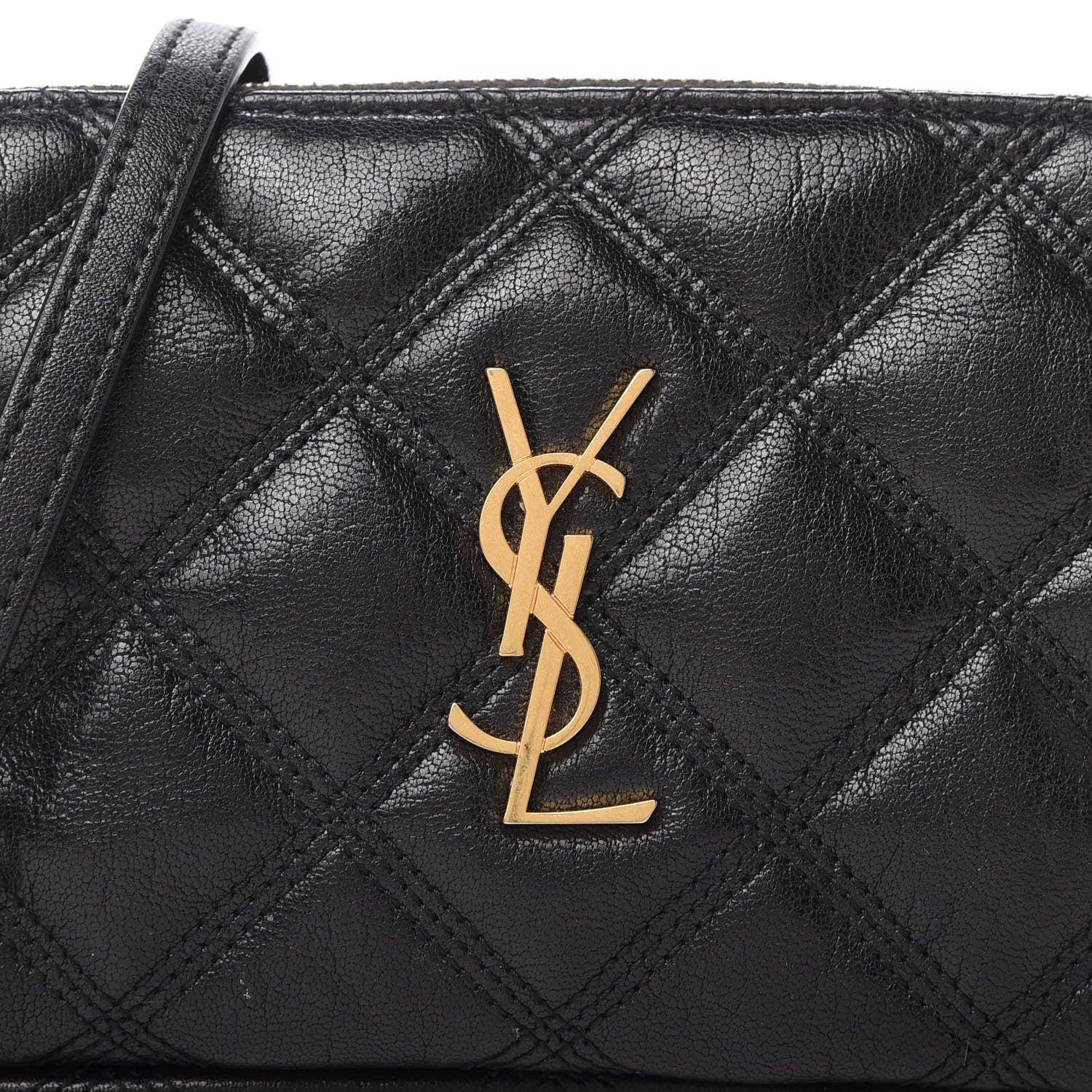Saint Laurent Grained Lambskin Quilted Mini Becky Double Zip Bag Black 10 of 11