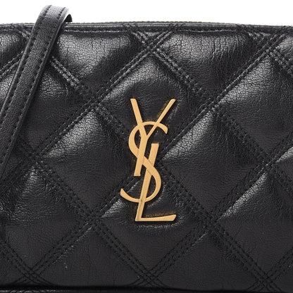 Saint Laurent Grained Lambskin Quilted Mini Becky Double Zip Bag Black 10 of 11