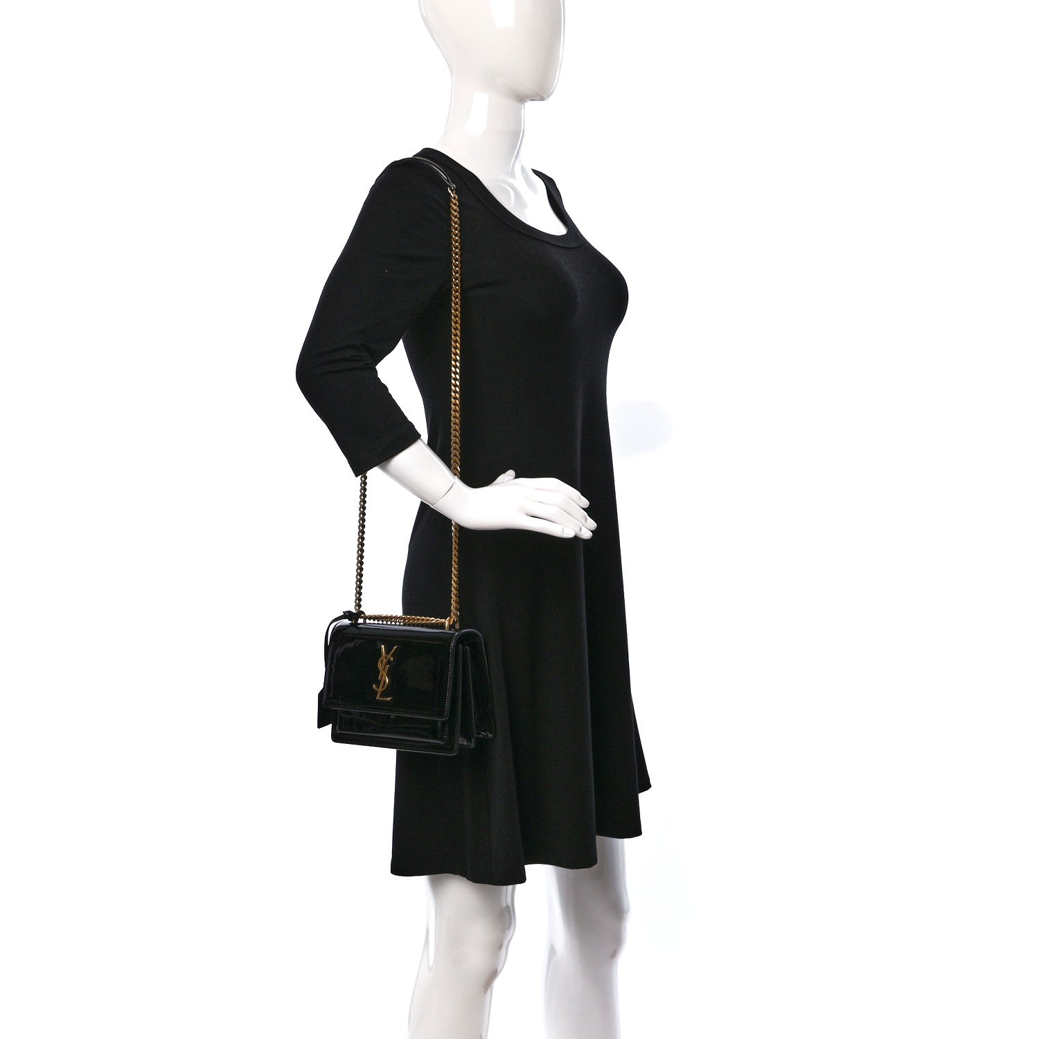 Saint Laurent Patent Small Monogram Sunset Black 2 of 11
