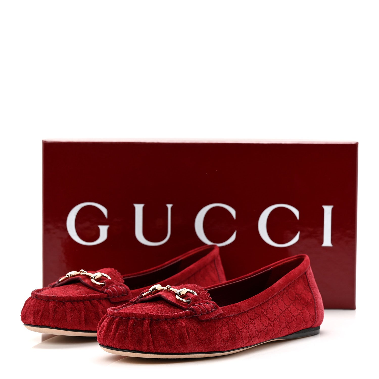 Gucci Suede Micro GG Horsebit Womens Kensington Moccasin Loafers 37 Rosso Ancora 10 of 10