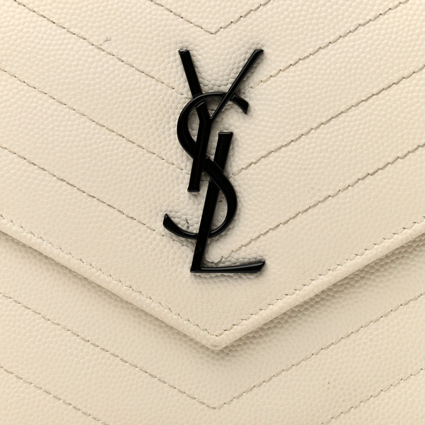 Grain De Poudre Matelasse Chevron Monogram Envelope Chain Wallet Dove White