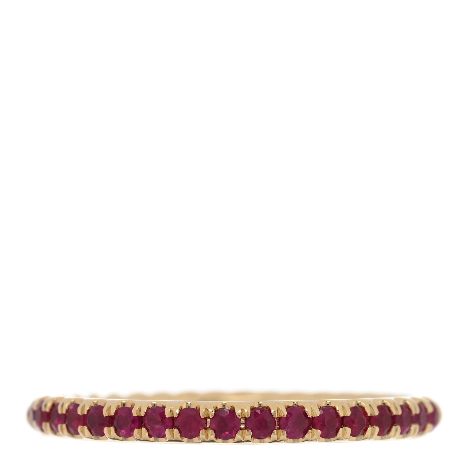 David Yurman 18K Yellow Gold Ruby 2mm Pave Cable Collectibles Stack Ring 58 8.5 1 of 4