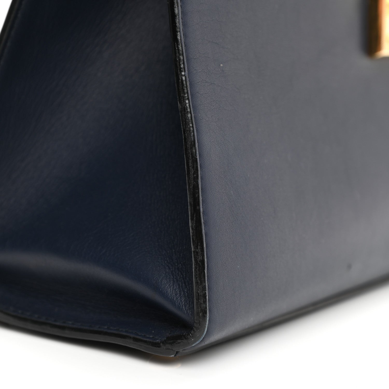Gucci Calfskin Medium Padlock Signature Top Handle Bag Navy 12 of 14