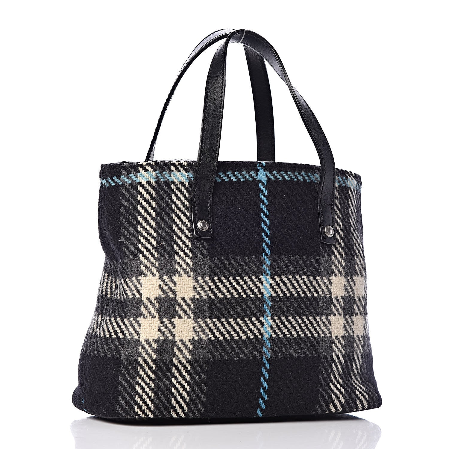 Burberry Wool Plaid Check Tote 3 of 10