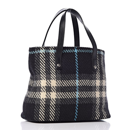 Burberry Wool Plaid Check Tote 3 of 10