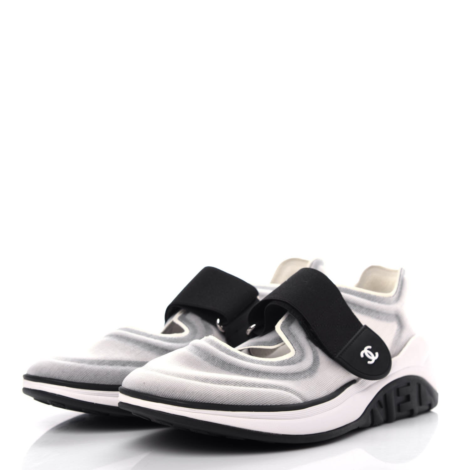 Chanel Mesh Lycra CC Sneakers 38.5 Black 3 of 10