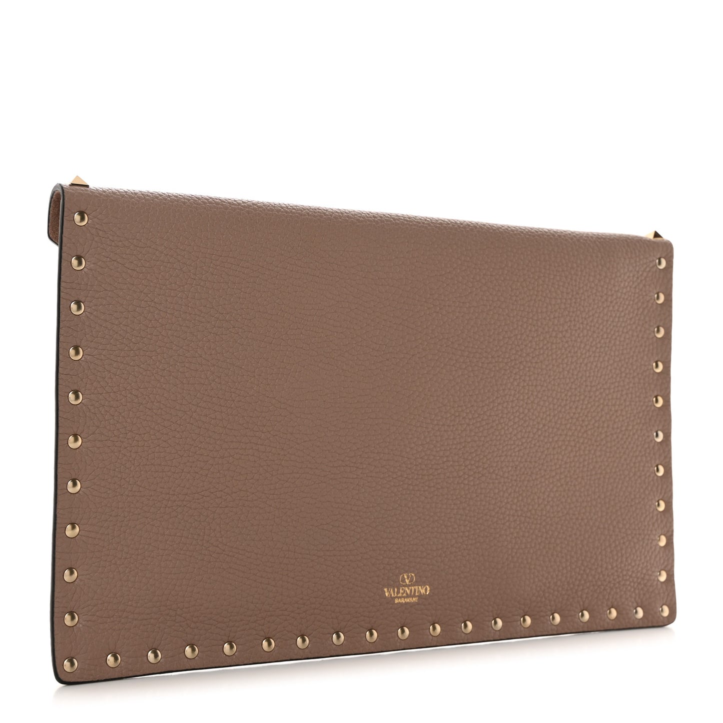 Pebbled Calfskin Large Rockstud Envelope Clutch Poudre
