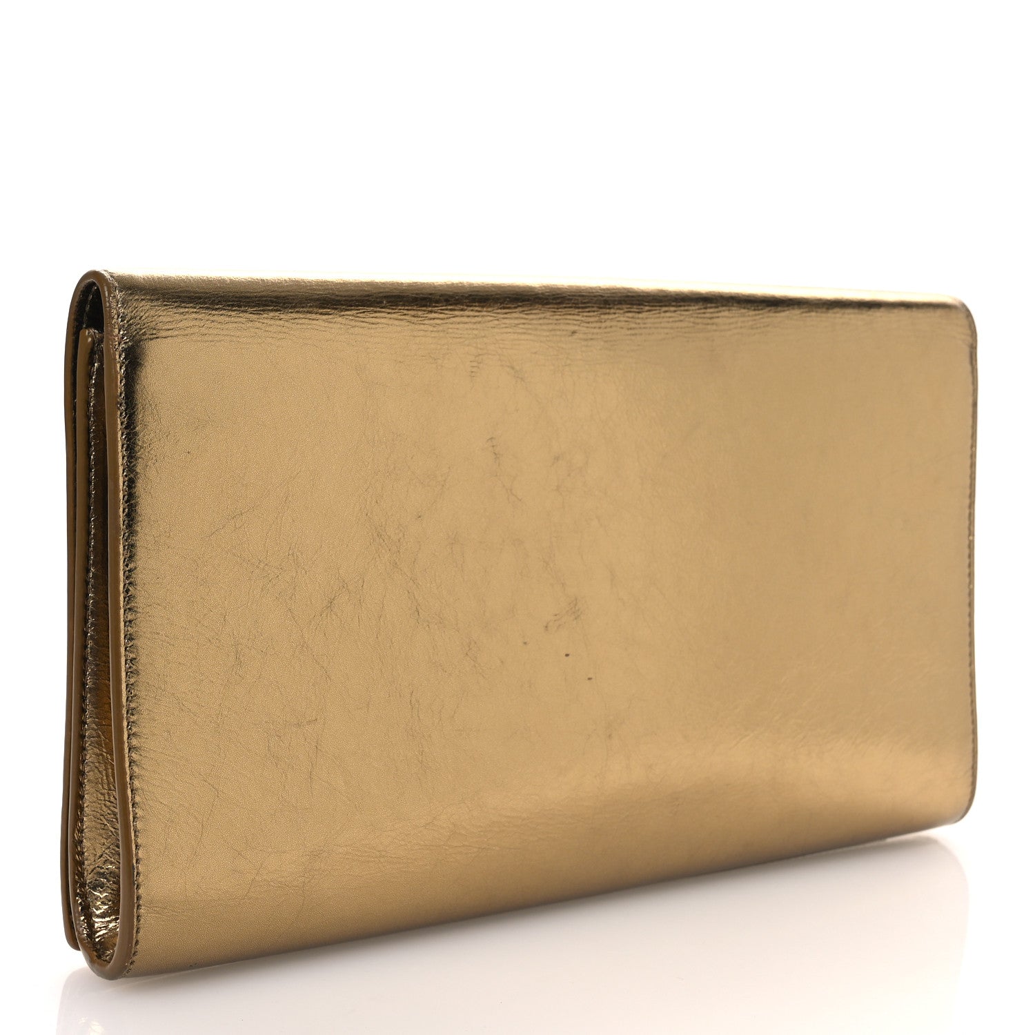 Saint Laurent Metallic Calfskin Monogram Large Belle De Jour Clutch Gold 3 of 10