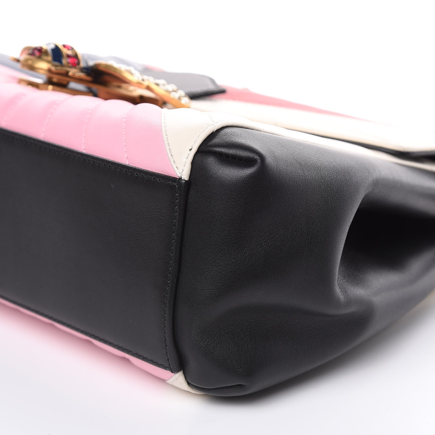 Gucci Calfskin Bamboo Trapuntata Queen Margaret Top Handle Bag Blue Agata Hibiscus Red Mystic White Sugar Pink 9 of 15