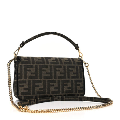 Fendi Fabric Jacquard FF 1974 Mini Baguette Tobacco Moro Black 3 of 9
