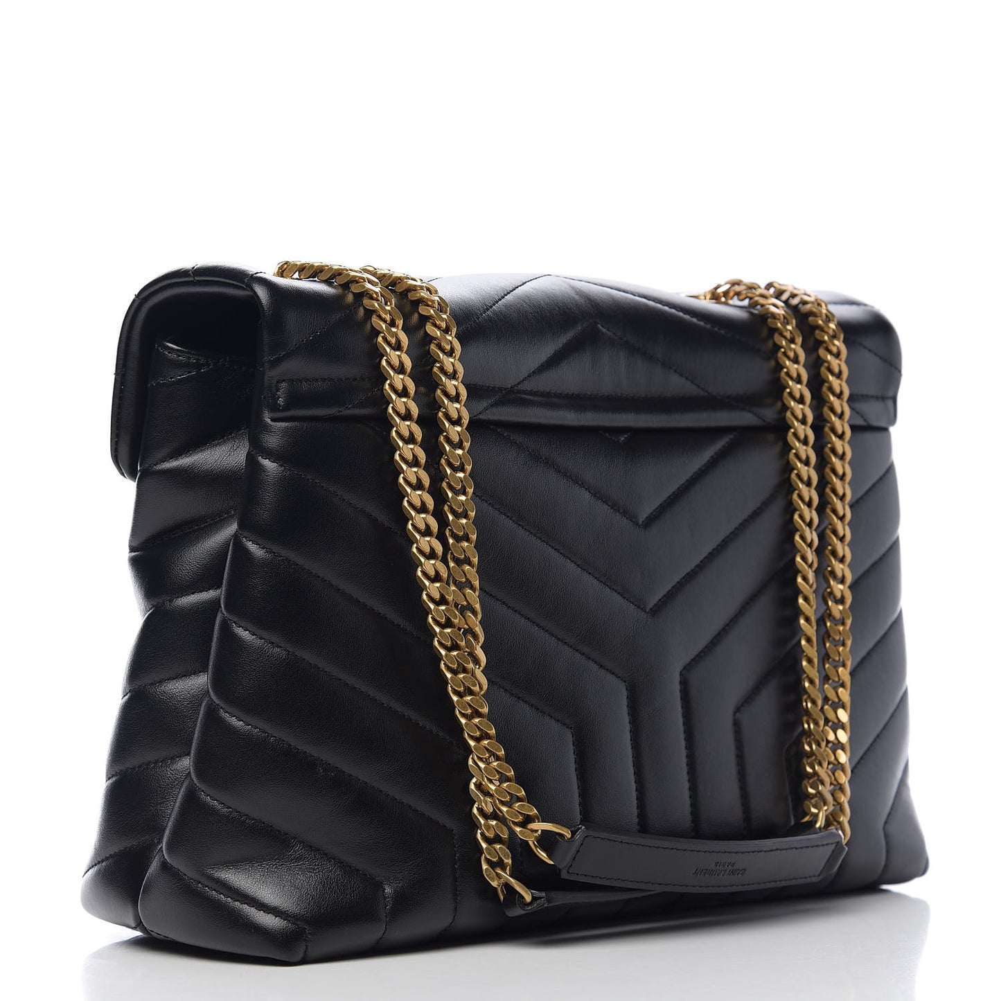 Calfskin Y Quilted Monogram Medium Loulou Chain Satchel Black