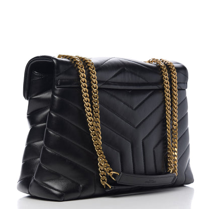 Saint Laurent Calfskin Y Quilted Monogram Medium Loulou Chain Satchel Black 2 of 9