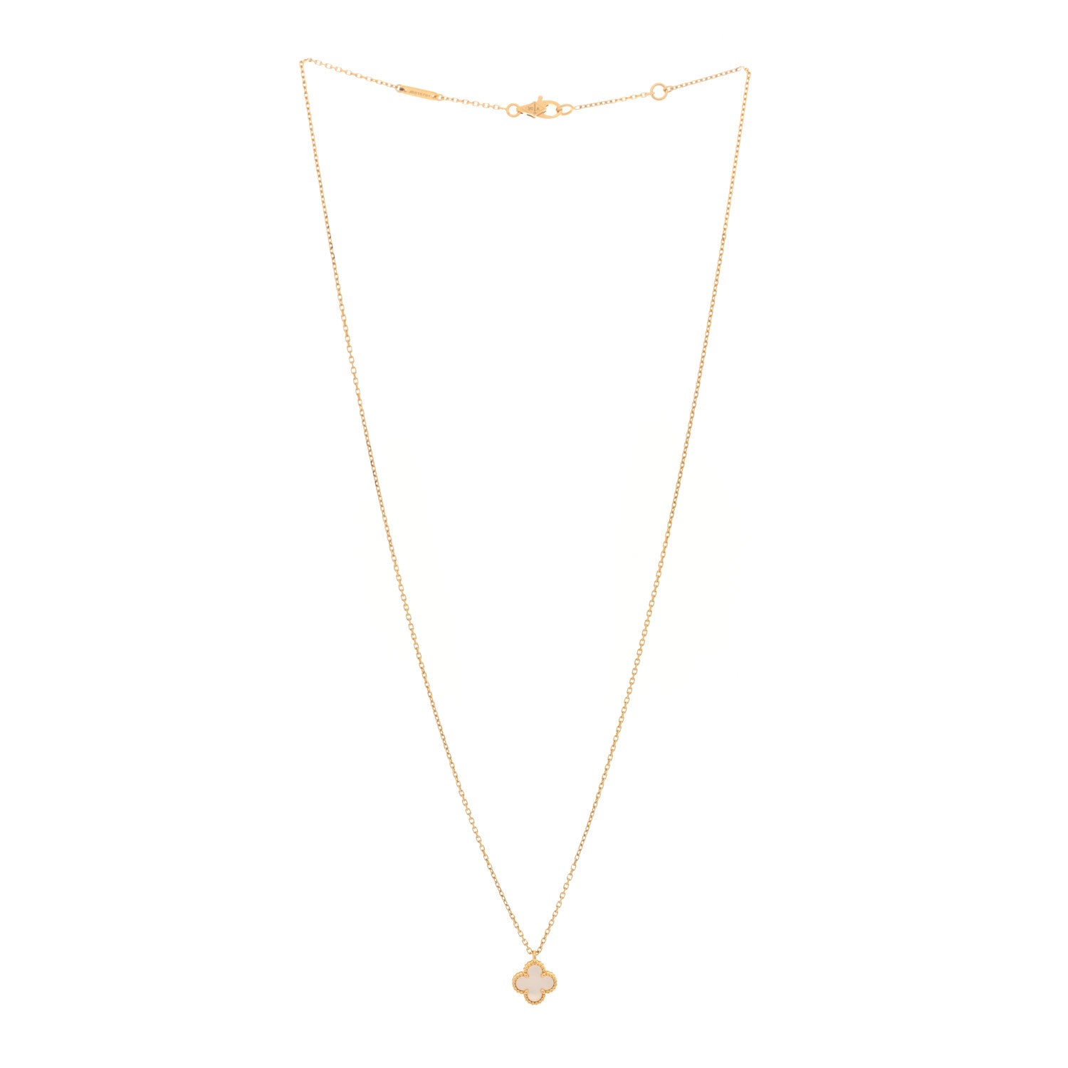 Van Cleef & Arpels 18K Yellow Gold Mother of Pearl Sweet Alhambra Pendant Necklace 2 of 4