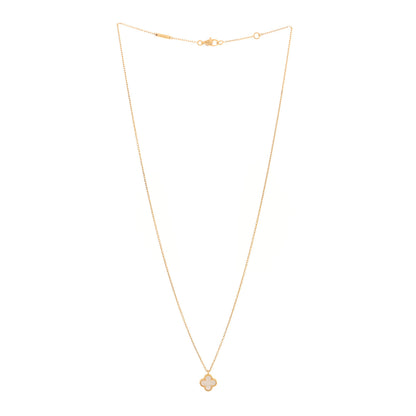 Van Cleef & Arpels 18K Yellow Gold Mother of Pearl Sweet Alhambra Pendant Necklace 2 of 4