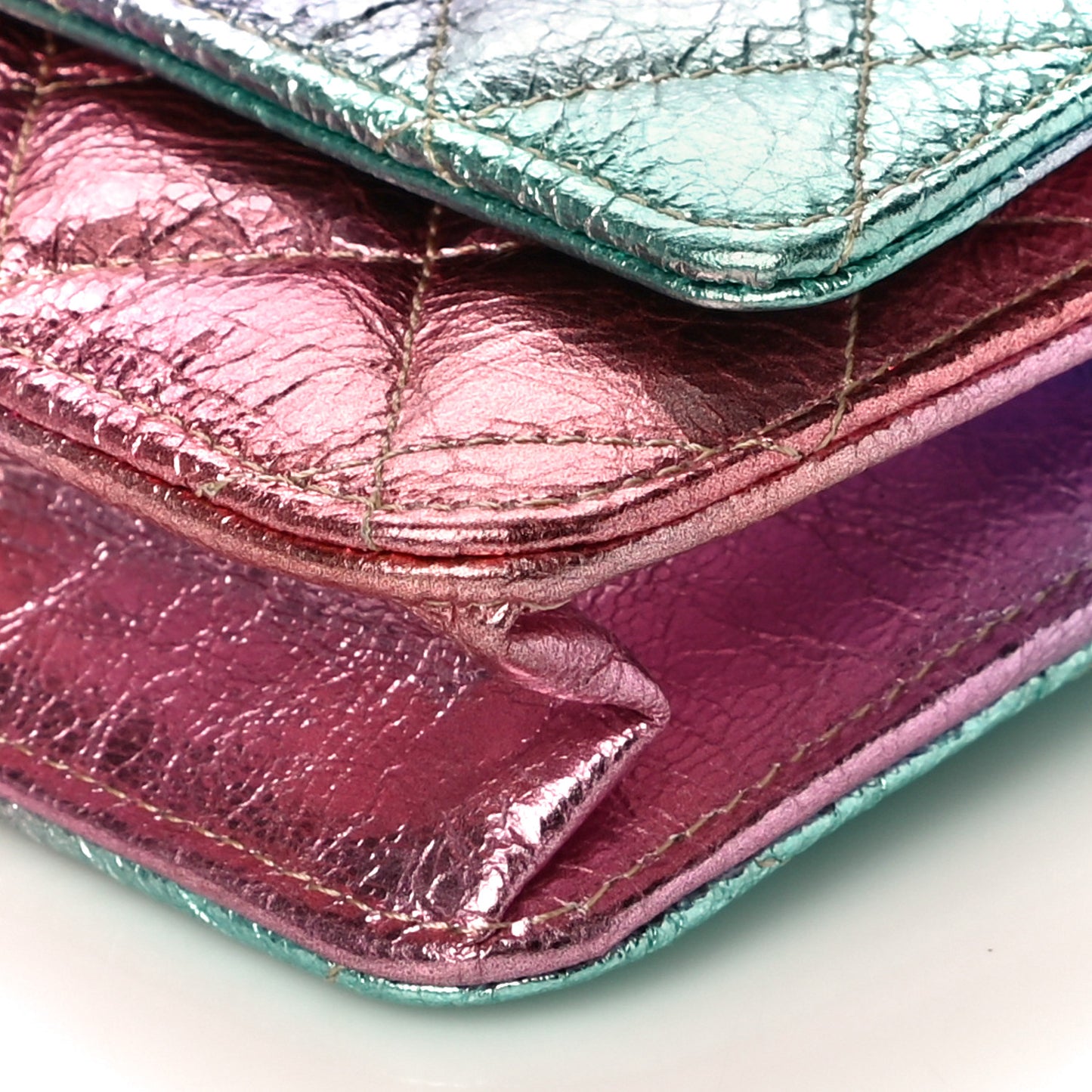 Metallic Goatskin Quilted 2.55 Reissue Wallet on Chain WOC Multicolor