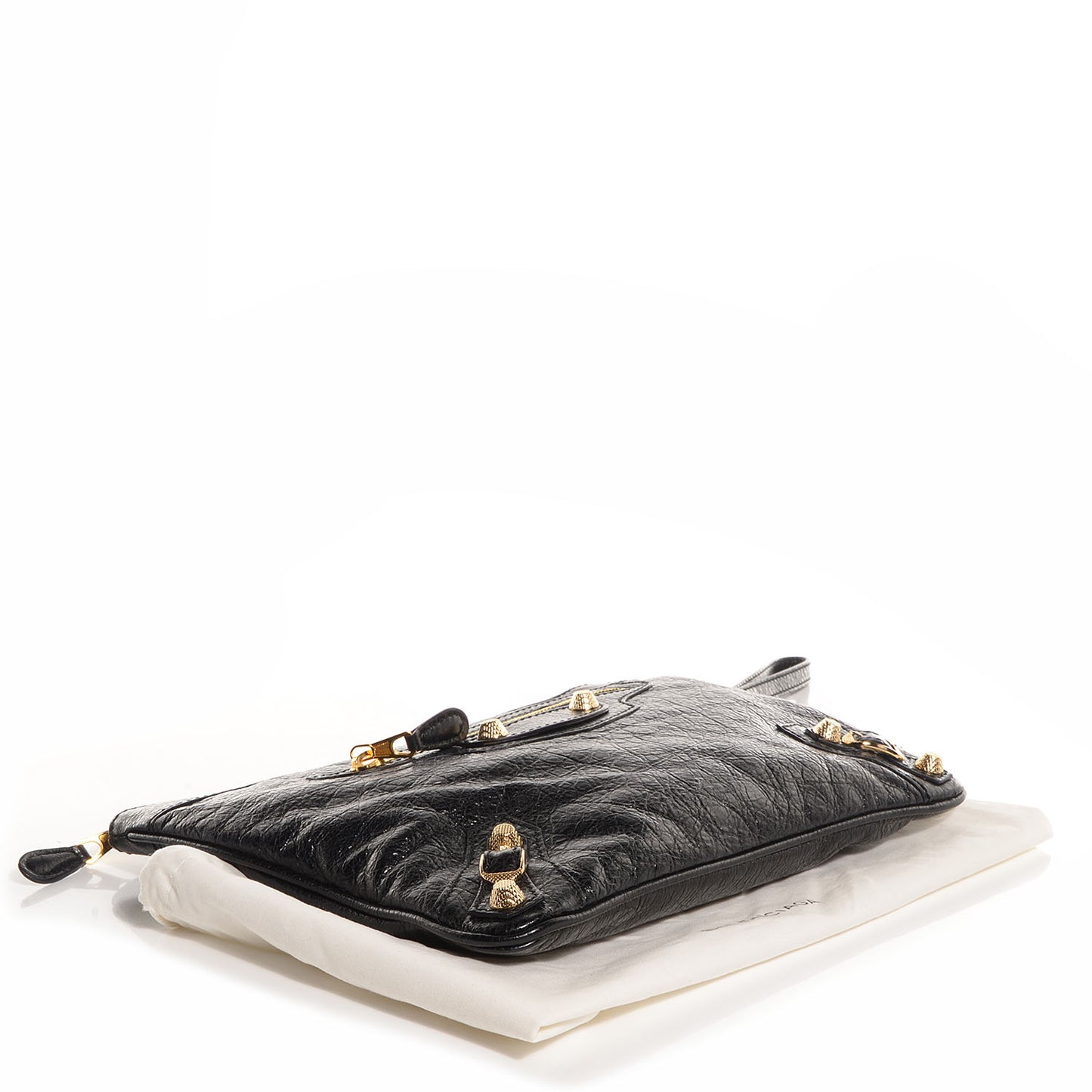 Agneau Giant 12 Gold Hardware Flat Handle Clutch Black