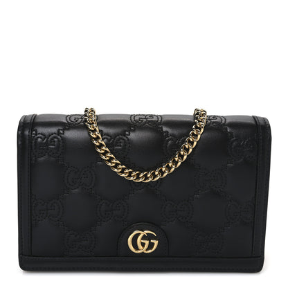Gucci Calfskin GG Matelasse Chain Wallet Black 1 of 9