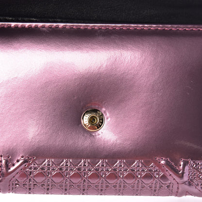 Christian Dior Metallic Patent Micro-Cannage Diorama Elancee Wallet Pink 11 of 12