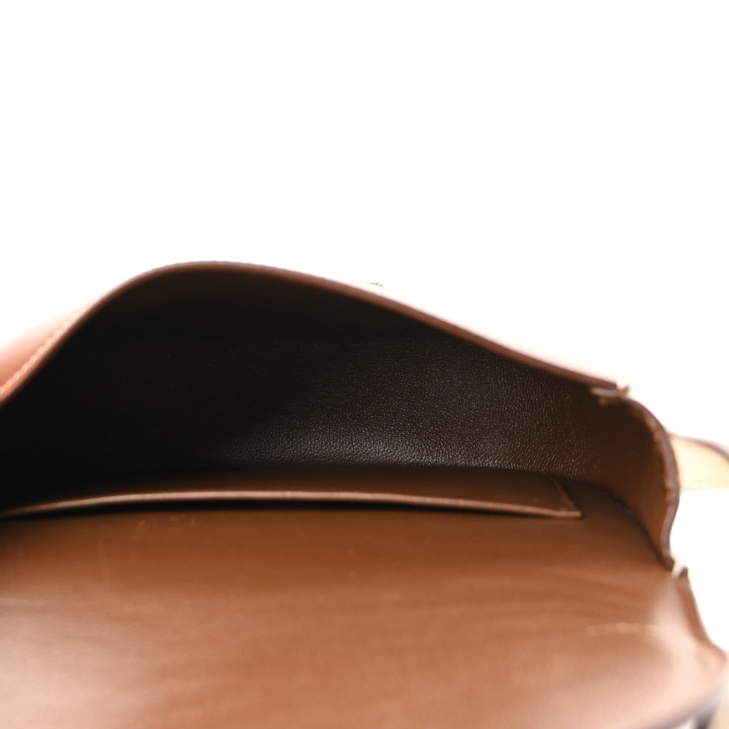 Glazed Calfskin Small Bi-Color Trotteur Chestnut