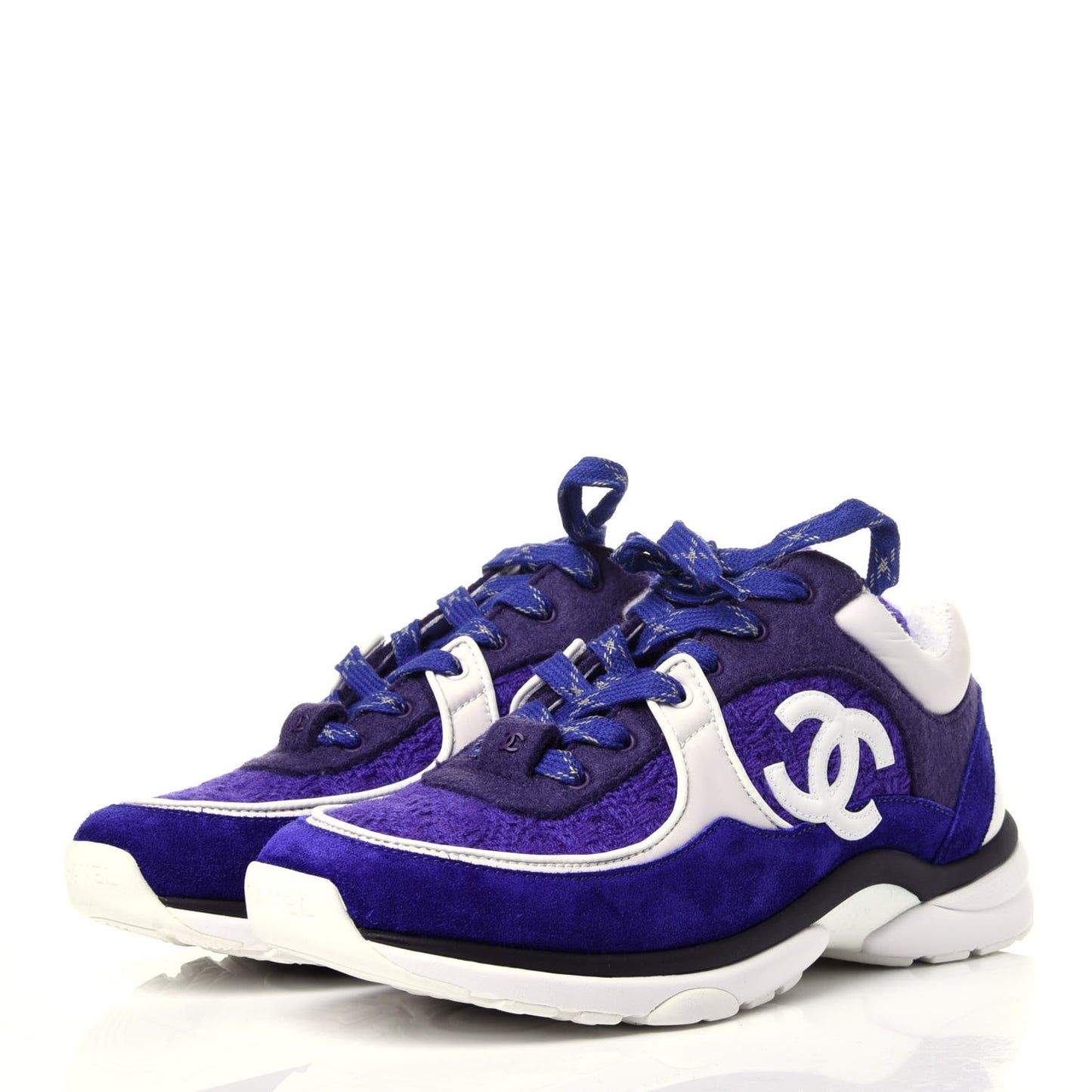 Suede Tweed Felt CC Sneakers 39 Purple