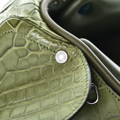 Hermes Crocodile Niloticus Ultra Soft Mini Steinkraus Saddle Vert Pelouse 14 of 34