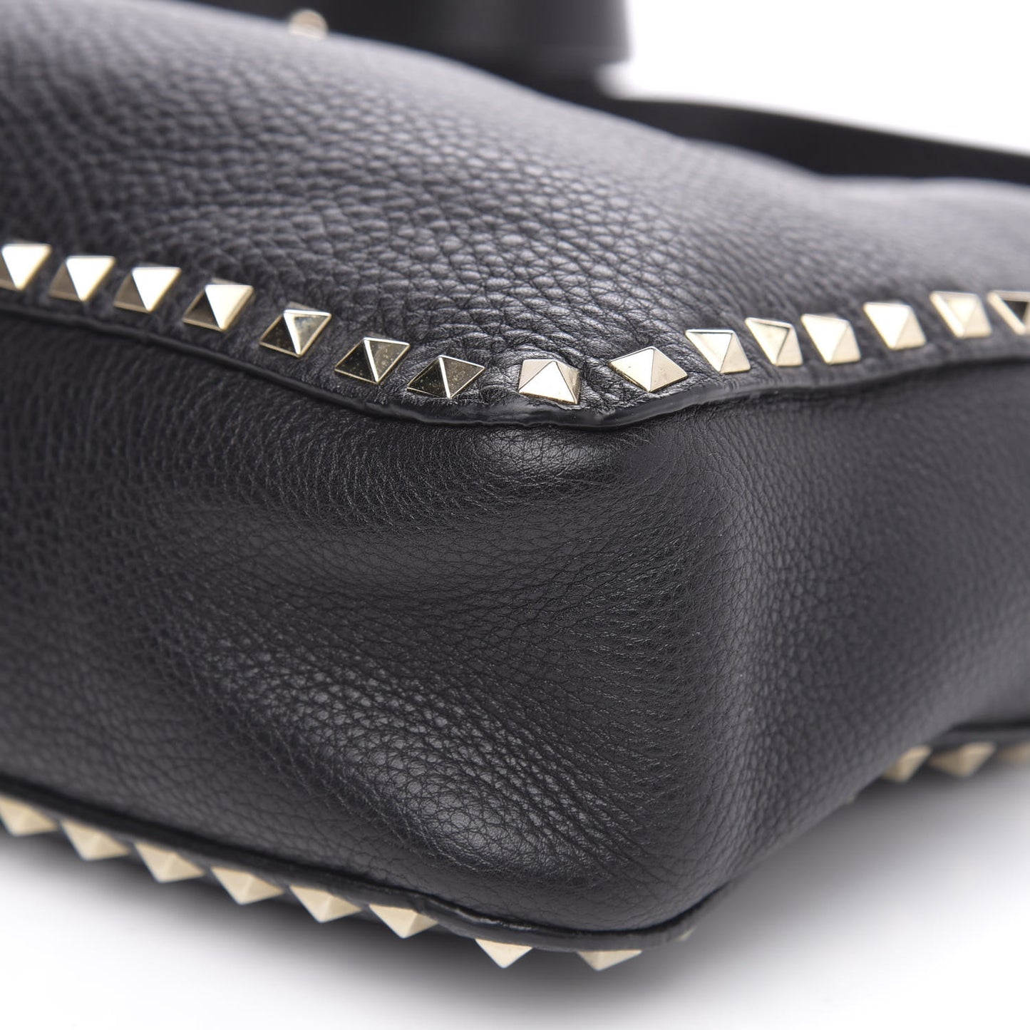 Pebbled Calfskin Large Rockstud Flip-Lock Messenger Bag Black