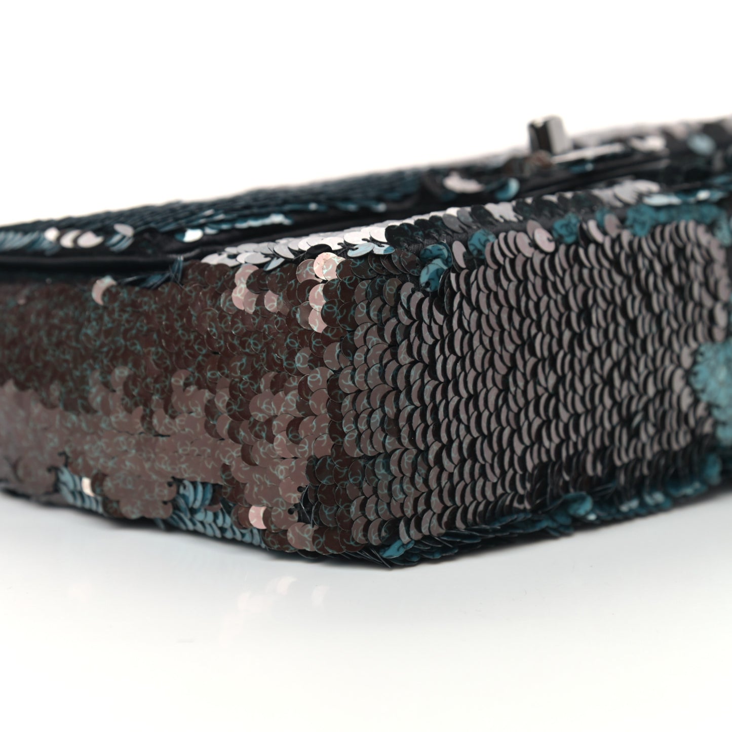 Sequin Lambskin Mini Flap Blue Black