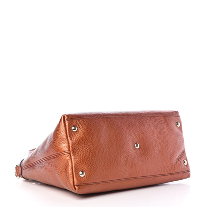 Gucci Metallic Cellarius Calfskin Small Soho Top Handle Satchel Burnt Orange 4 of 13