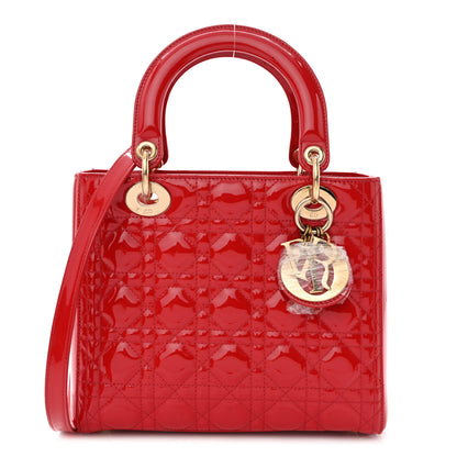 Christian Dior Patent Cannage Medium Lady Dior Red 1 of 12