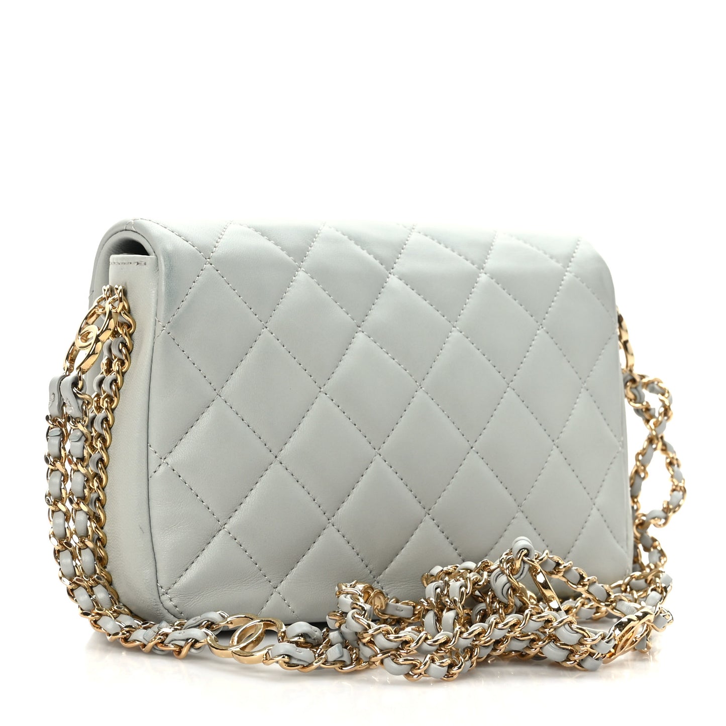 Lambskin Quilted Mini CC You Flap Light Grey