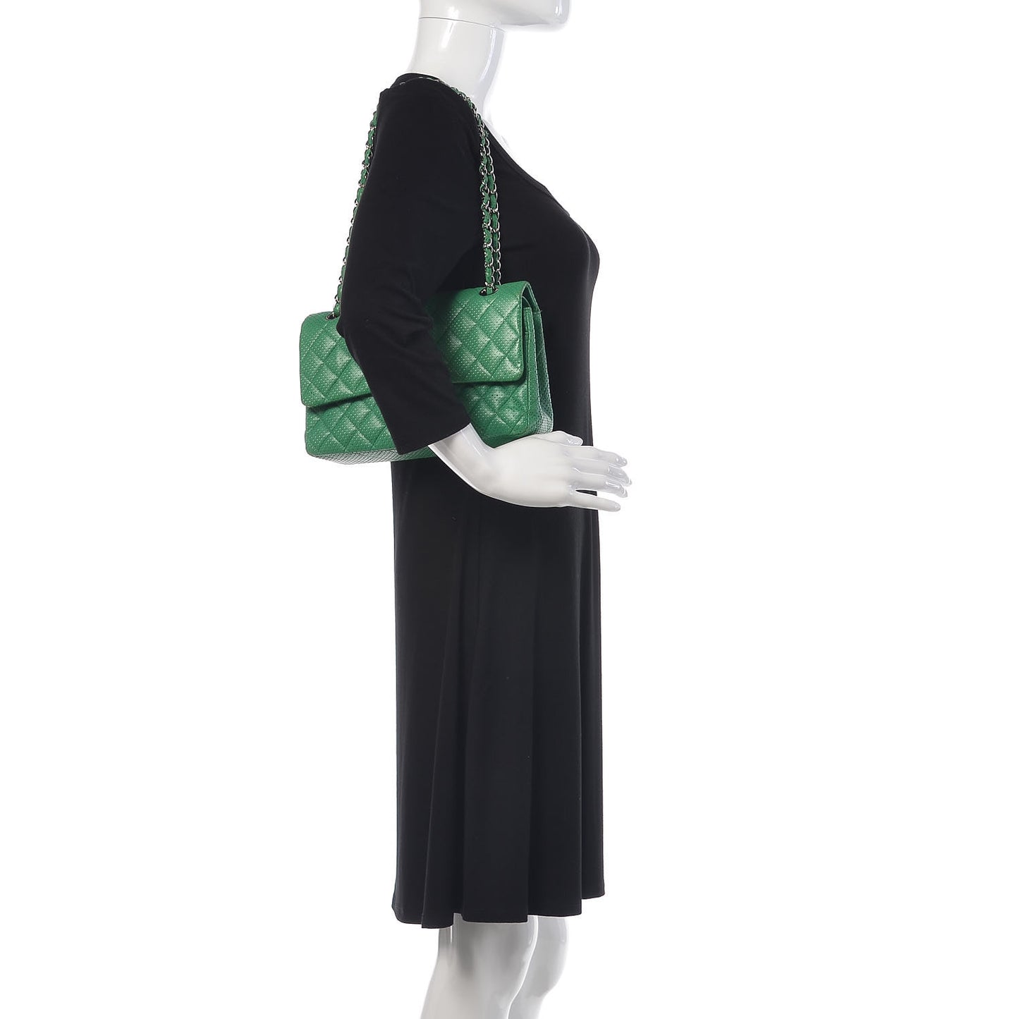 Lambskin Perforated Medium Double Flap Green